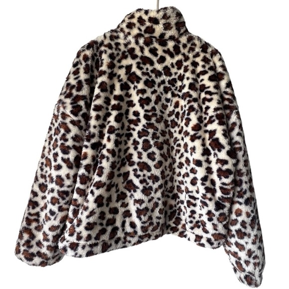 NWT Women's leopard la miel faux puffer coat  print Jacket collar pockets size S - Picture 14 of 15